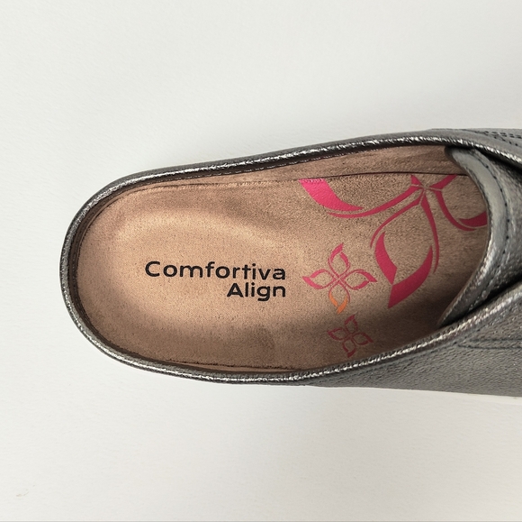 Comfortiva Women's 9.5 Tolah Mules Metallic Steel Sandals Gray Slip-on Shoes - Picture 5 of 7